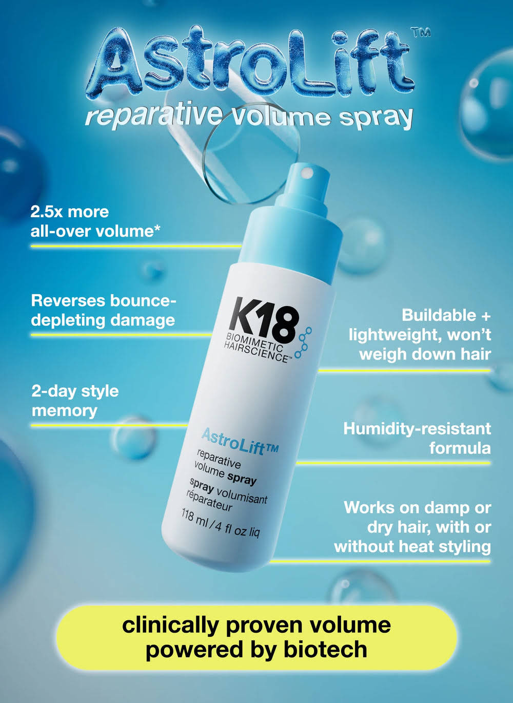 Alternative view of AstroLift™ reparative volume spray 4oz
